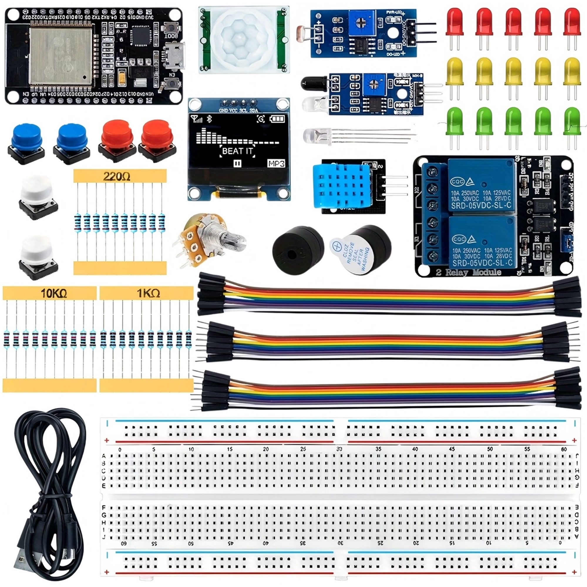 yninch esp32 super   94pcs featuring an oled display coding guide breadboard led   and an esp32 development board