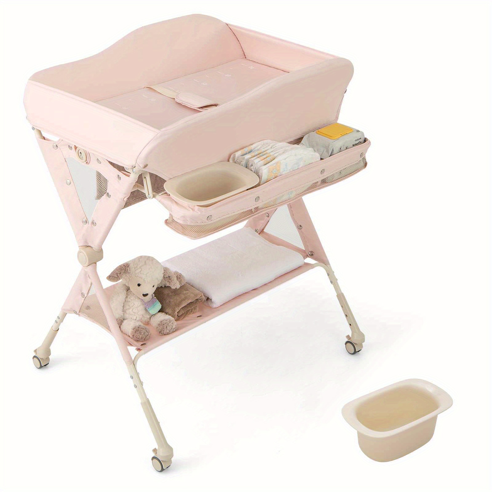 LIFEZEAL 4-in-1 Foldable Change Mobile Station w/ Bathtub Table