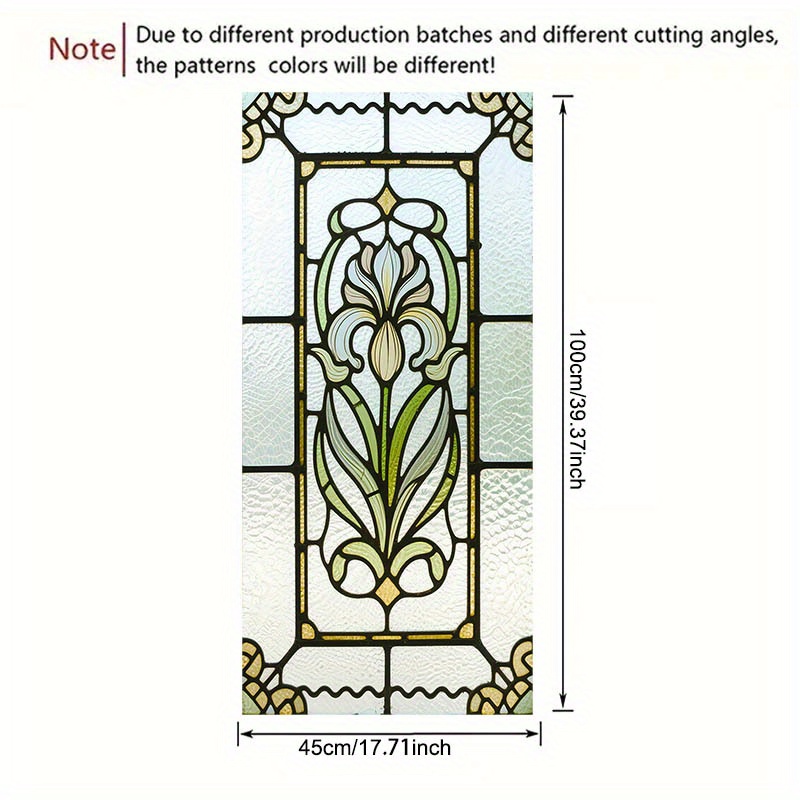 TEMU 1pc Glass Lily 2d Flat Pattern Electrostatic Glass Film, Transparent Pvc Static Cling Window And Door Decorative Sticker, Removable Glass Decal.