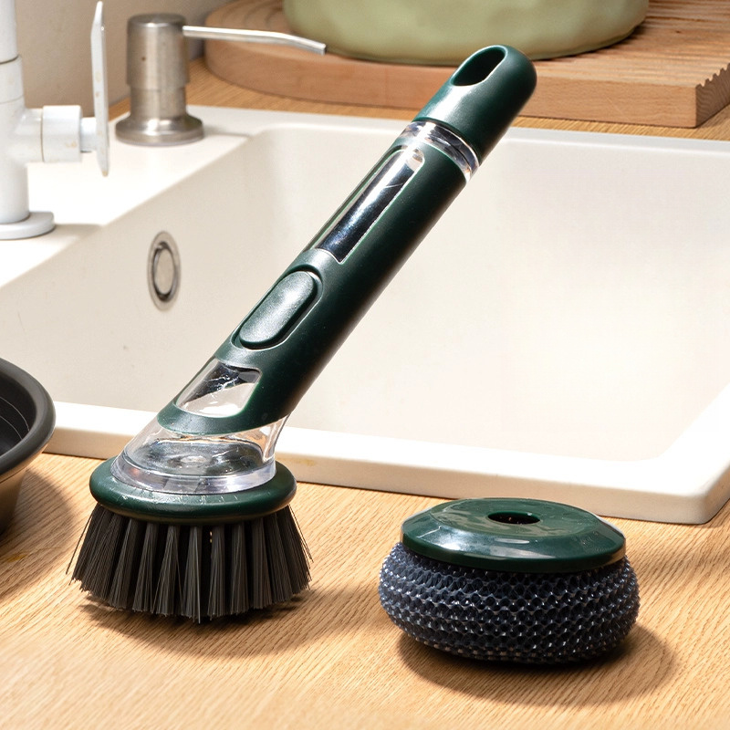 ergonomic dishwashing brush with soap dispenser extended handle replaceable head for of pots pans sinks essential kitchen tool Product details 10