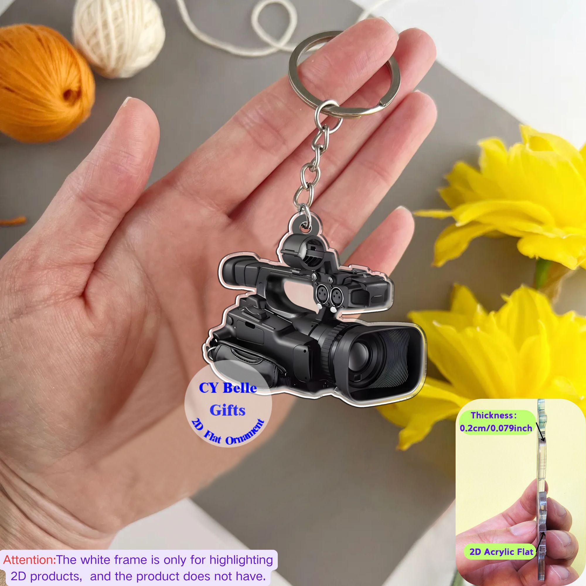 TEMU Llavero de cámara acrílico 2D, para decorar mochilas, coches, teléfonos móviles y llaves. Un regalo ideal para amantes de la fotografía, ,