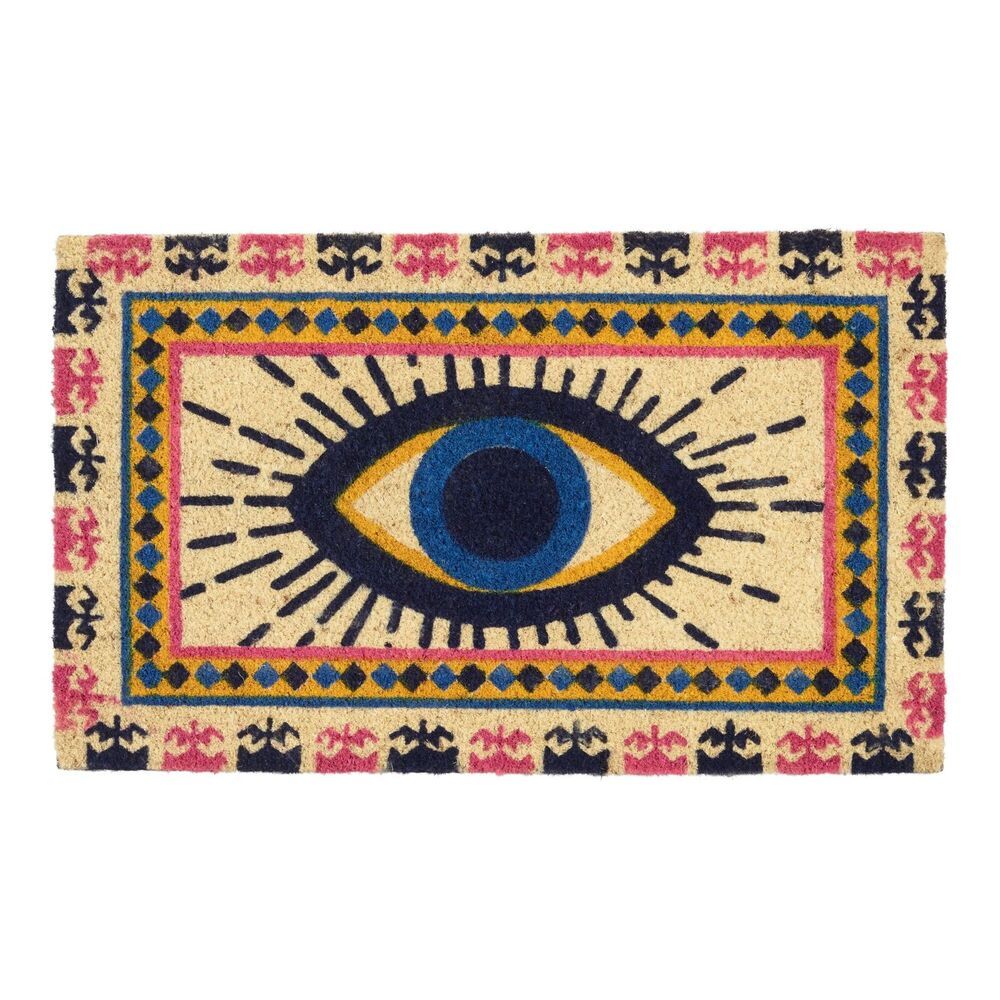TEMU 1pc Evil Eye Doormat Mat - 16x24inch, Non-woven Fabric With Rubber Backing, Hand Washable, Good Luck Talisman For Home Entrance, Kitchen, Bathroom, Office, Sink, Laundry Room Decor