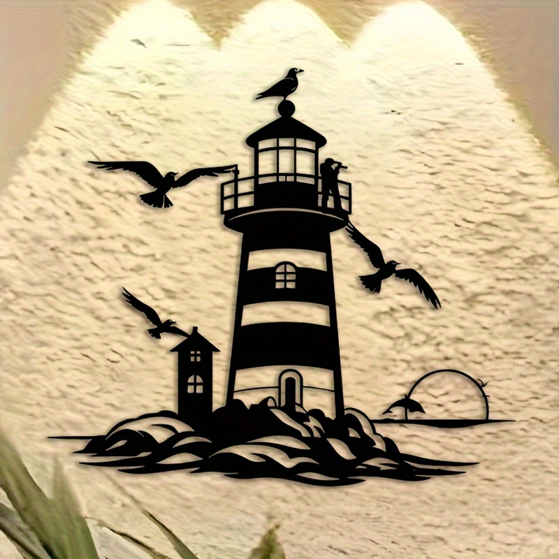 E-shop Metall Wandkunst Skulptur, 15.75 Zoll - Moderne Laser-geschnittene Eisen Wandkunst, Geeignet für Strandhaus und See Dekoration,