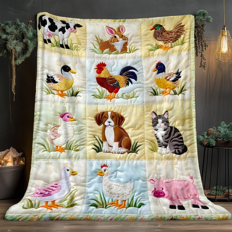 Farm Animal Pattern High Definition Printed Flannel Blanket