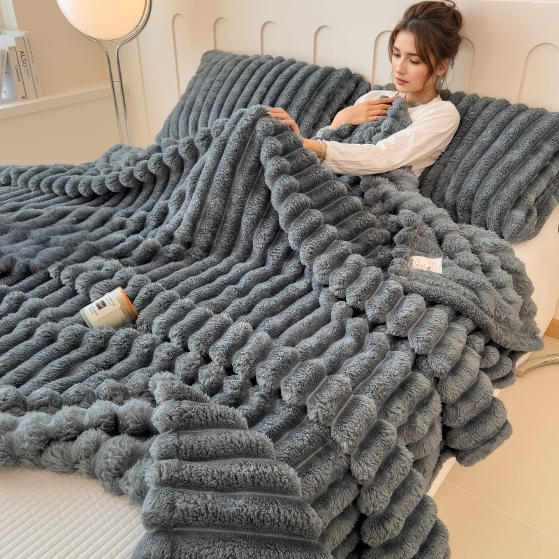Warm Fuzzy Blanket Queen King Size, Anti-static Thick Plush Throw, For Bedroom Living Room, Dorm Office Nap Blanket
