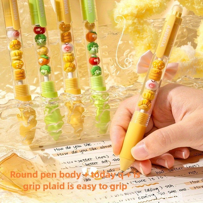 chuanle cute   retractable gel pen with eraser - quick-drying brush tip, vibrant colors & smooth writing, medium tip ballpoint pen for school, office, diy, birthday gifts,   design with heart & star patterns, no  , durable & precise (multicolor), pen for writing, school supplie Product details 1