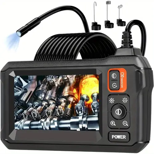 endoscope camera with light borescope camera with 4 3 ips screen 1080p hd with 8 led lights 16 4ft semi rigid cord bore scope endoscope for sewer tools for men black