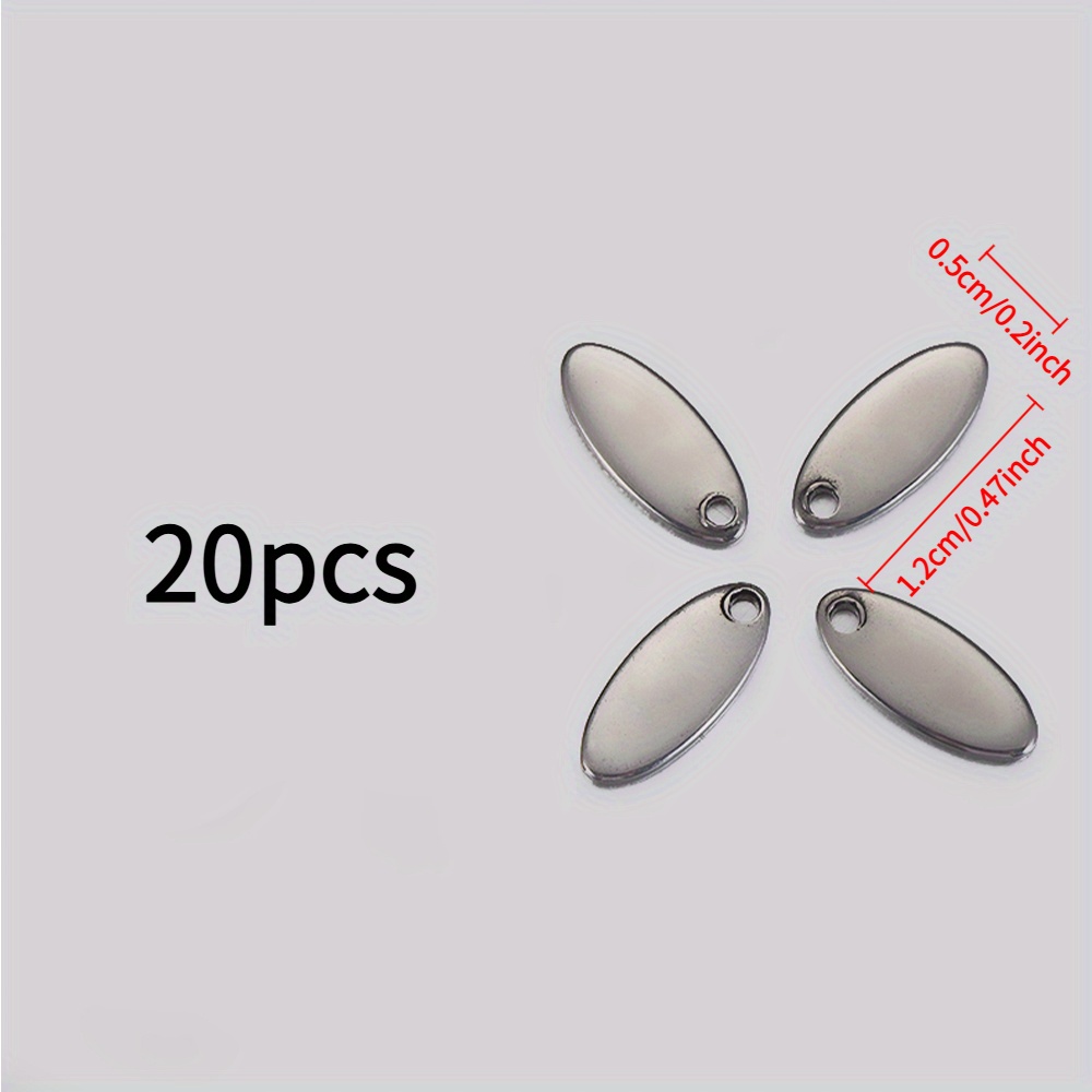 TEMU 20pcs 304 Stainless Tail Pendant 5x12mm Oval Glossy Pendant Thickened Laser Sculpture For Diy Ornament Accessories Jewelry Making Pendant