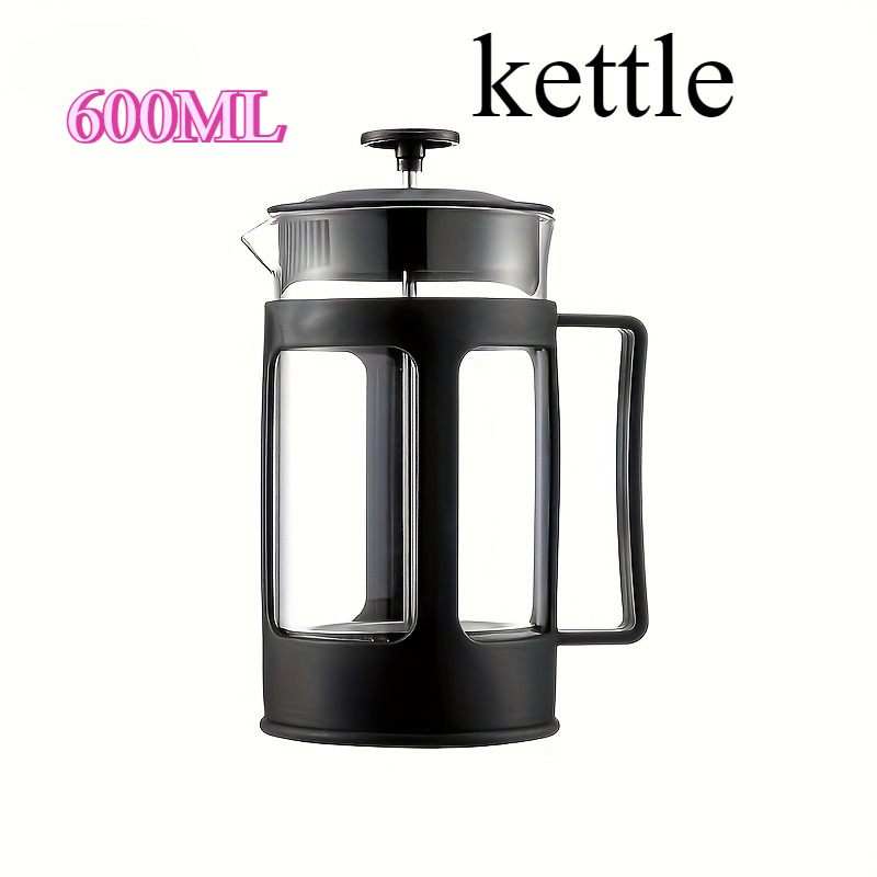 TEMU Cafetera a presión estilo francés de 350 ml/600 ml con filtro - Resistente al y duradera, fácil de limpiar, mango ergonómico, transparente para