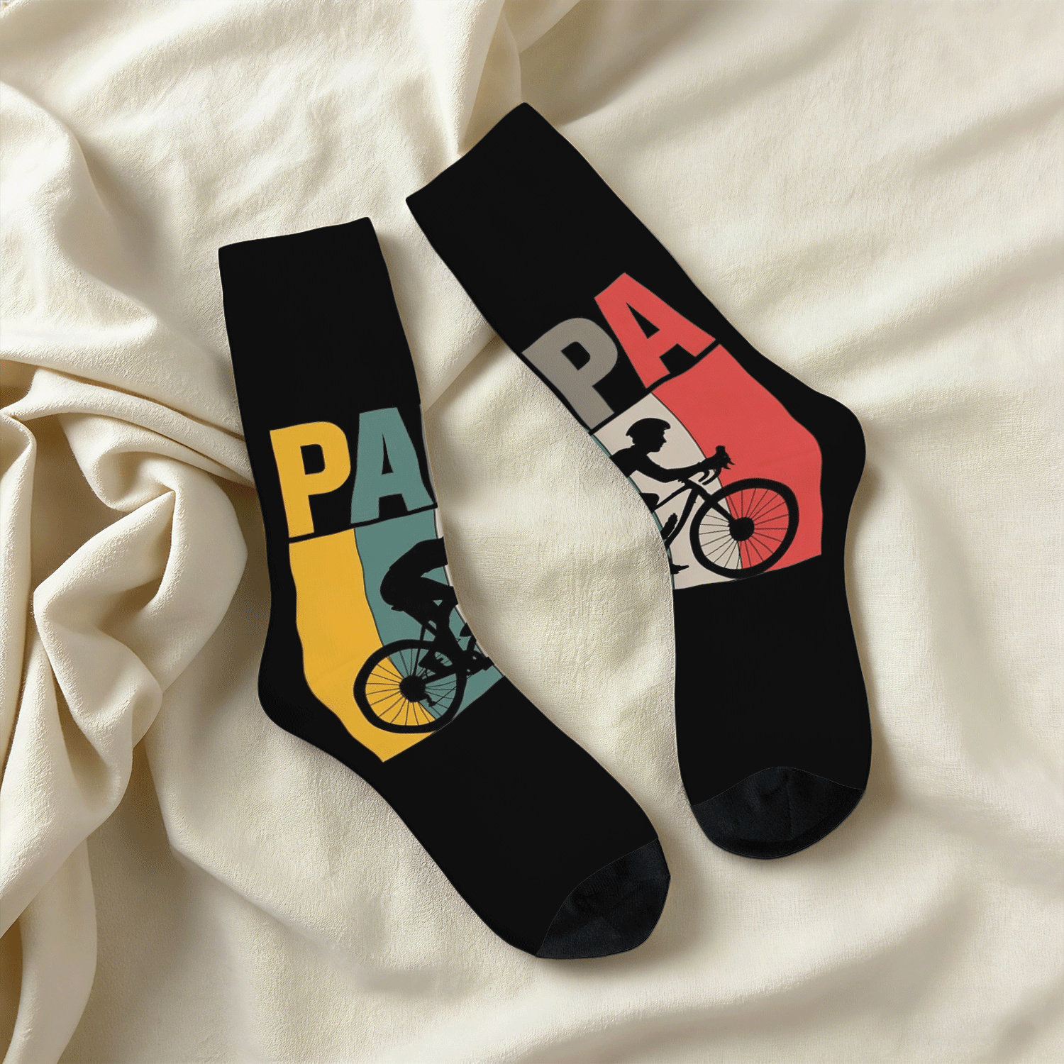 Image of Mens Bicycle Dad- Father's Day, Breathable Comfy Sports Street Style Socks , Unisex-friendly Casual Wear Or Gift--football Themed Novelty Socks