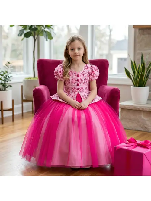 kids birthday dress Kids Girls Glitter Puffy Sequin Princess Birthday Dresses Light blue / 2-3(1-2years)
