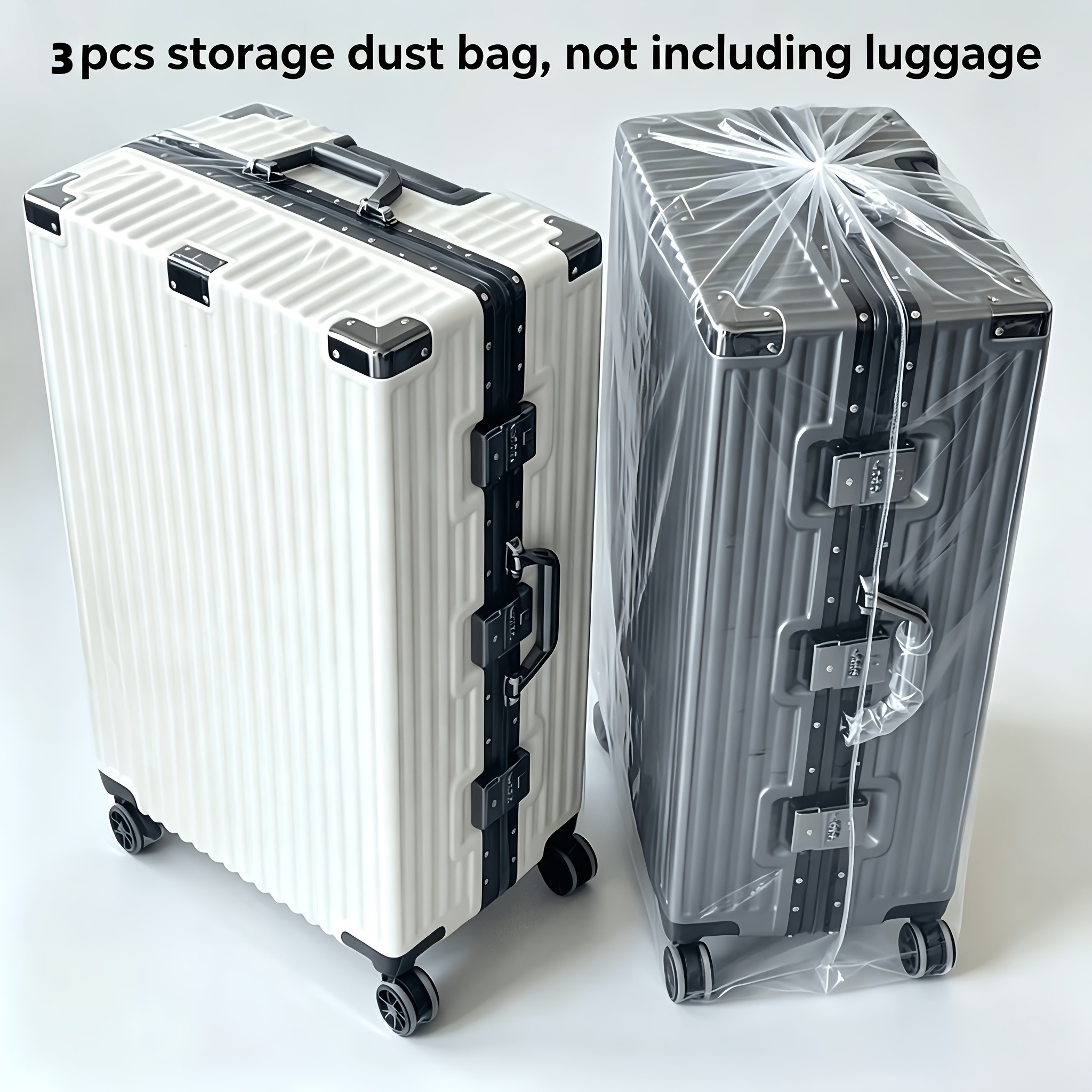 TEMU 3pcs Suitcase Storage Dust Bags, 102.0 X 150.2 Cm Transparent Plastic Bags, Protective Covers, Dust Covers, Thickened Trolley Case Storage Bags,