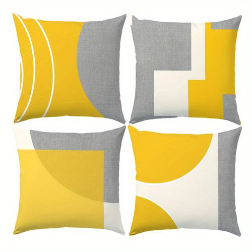 4pcs and gray geometric pattern pillowcase set sofa chair decor 100 polyester material single sided printed cushion covers for home decoration pillow inserts not included