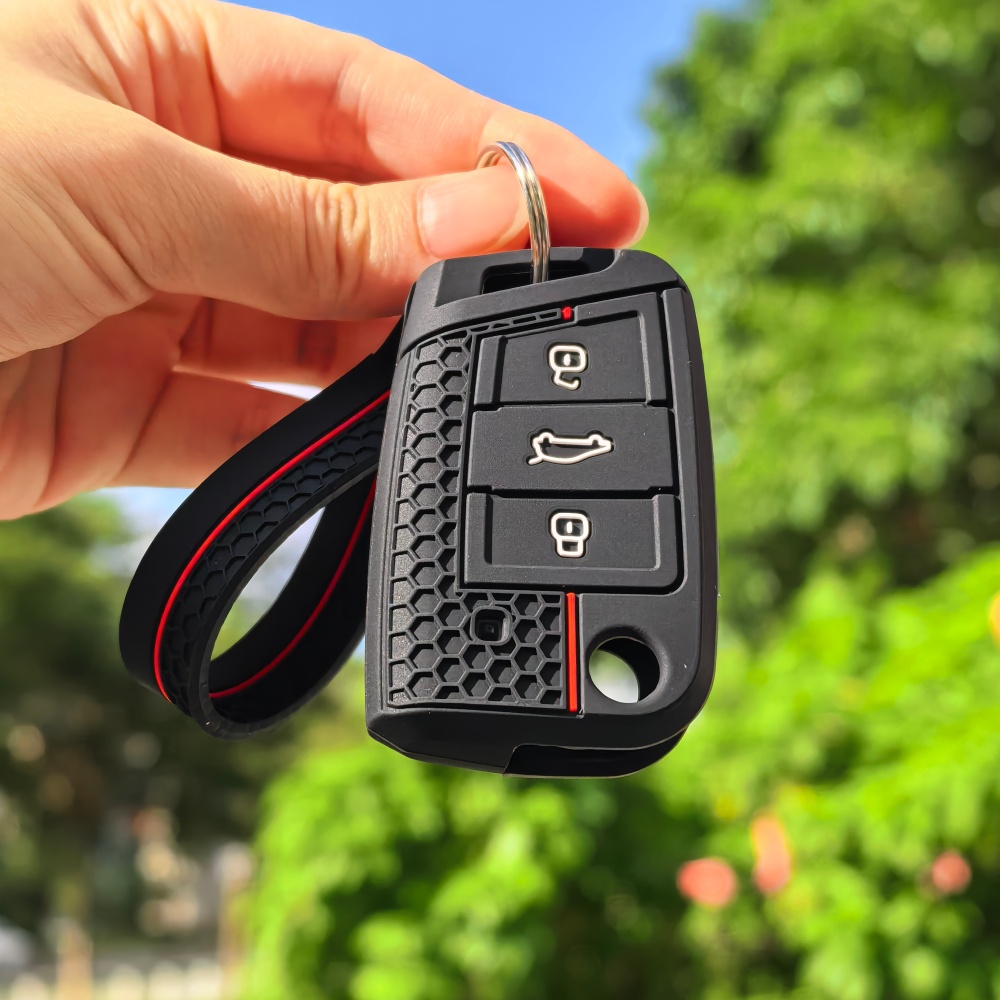For Vw For Seat For Key Fob Cover With Keychain Silicone Protection Key Case Holder Caps Shell For Up////golf/jetta/caddy/tiguan/taos/.1//octavia////rapid/toledo/leon/ibiza//