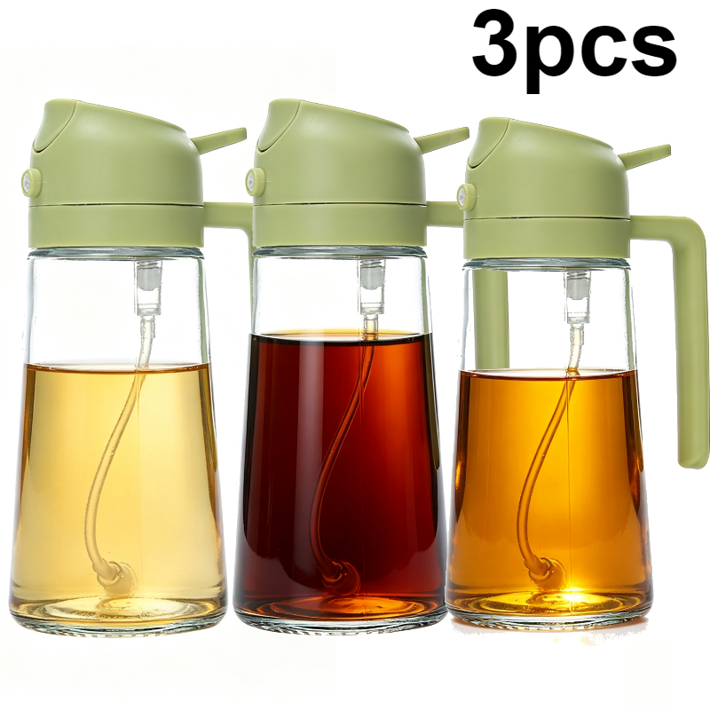 Image of 3pcs Oil Sprayer And Pourer Dual Use Oil Spray Bottle Food Grade Kitchen Gadget For Bbq Salad Baking Air Fryer Tool