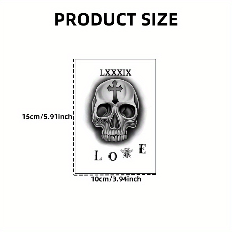 Image of Waterproof Love Temporary Tattoo Featuring Cross Bones And A Secret Date Code | Durable | Realistic | Lasts For 15 Days | Ideal For Men And Women | Fashionable Tattoo Stickers | Perfect For Christmas