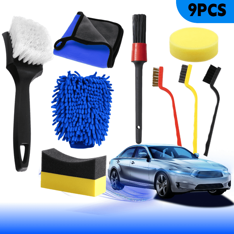 TEMU Full Car Wash Tool Set With Storage Bag, Wheel Brushes, Detail Brushes, Dusting Brushes, Sponge, Towels, Professional Cleaning And Maintenance