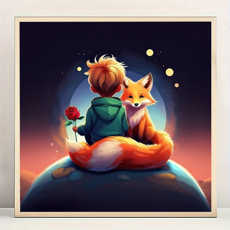 

Diamond Painting Kit Handmade Diy Mosaic Rhinestone Little Prince Fox Flower Diamond Embroidery Home Decoration Diamond