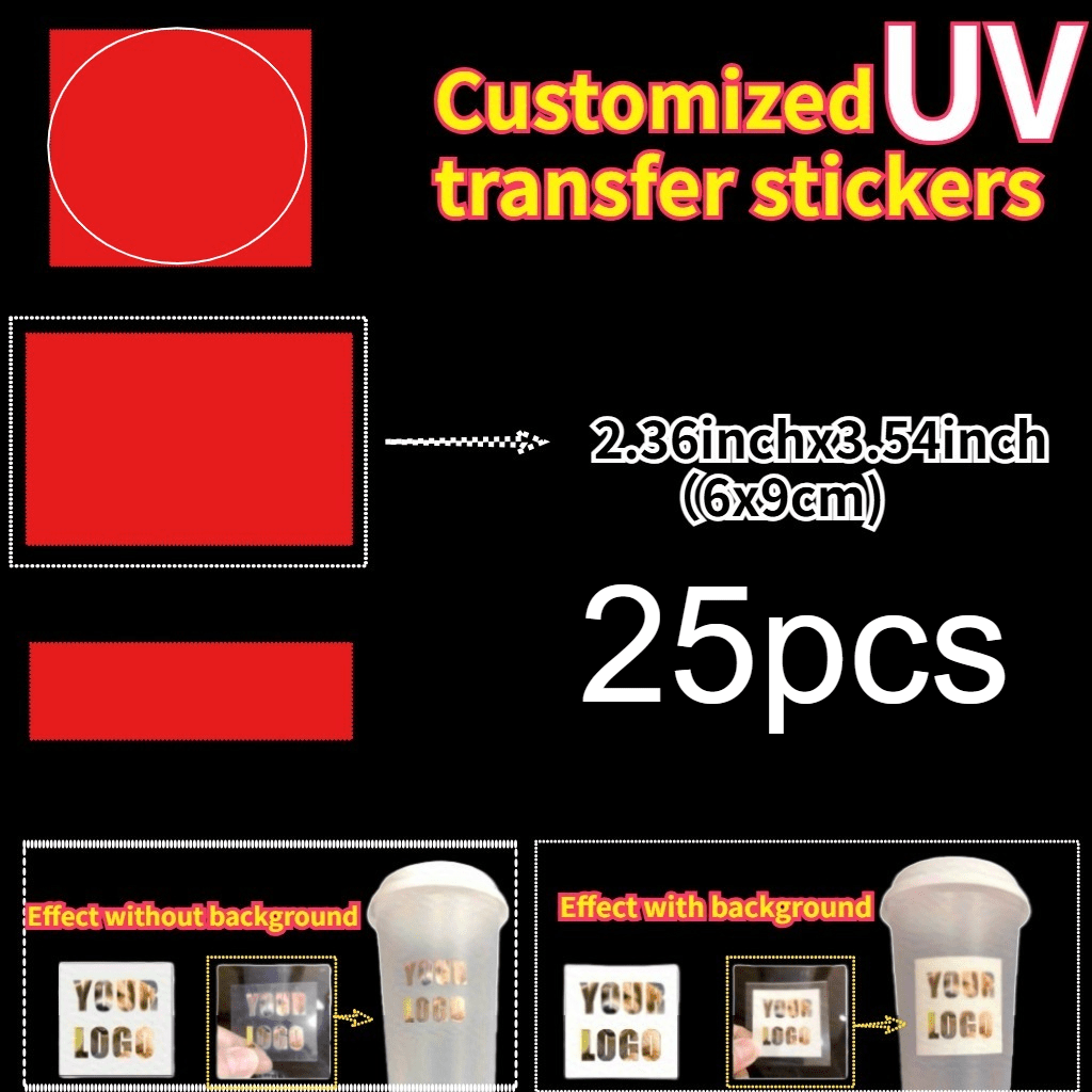TEMU 25/55pcs Uv Transfer Stickers - Self- Photos And Text, Dtf Printing Suitable For Water Bottles, Cups, Labels - Compatible With Glass, Plastic,