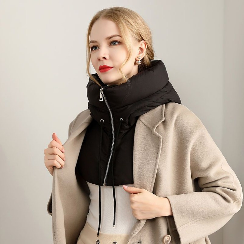

Windproof Hooded Scarf - , Warm & Stylish Winter Hat For Outdoor Cycling, Elegant Collar Design, Polyester