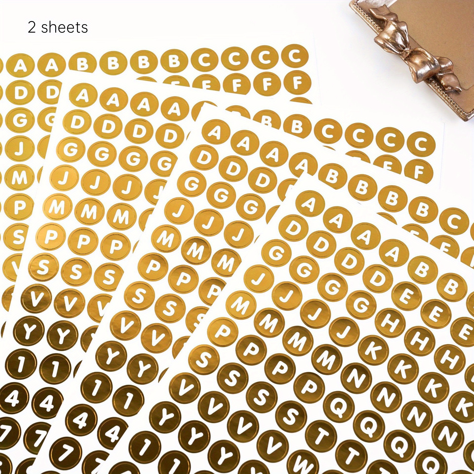 2 Sheets Of 336 Foil Letter And Number Stickers, 0.5 Inch Dot Marker Decals For Diy Decorative Journal Gift Wrapping