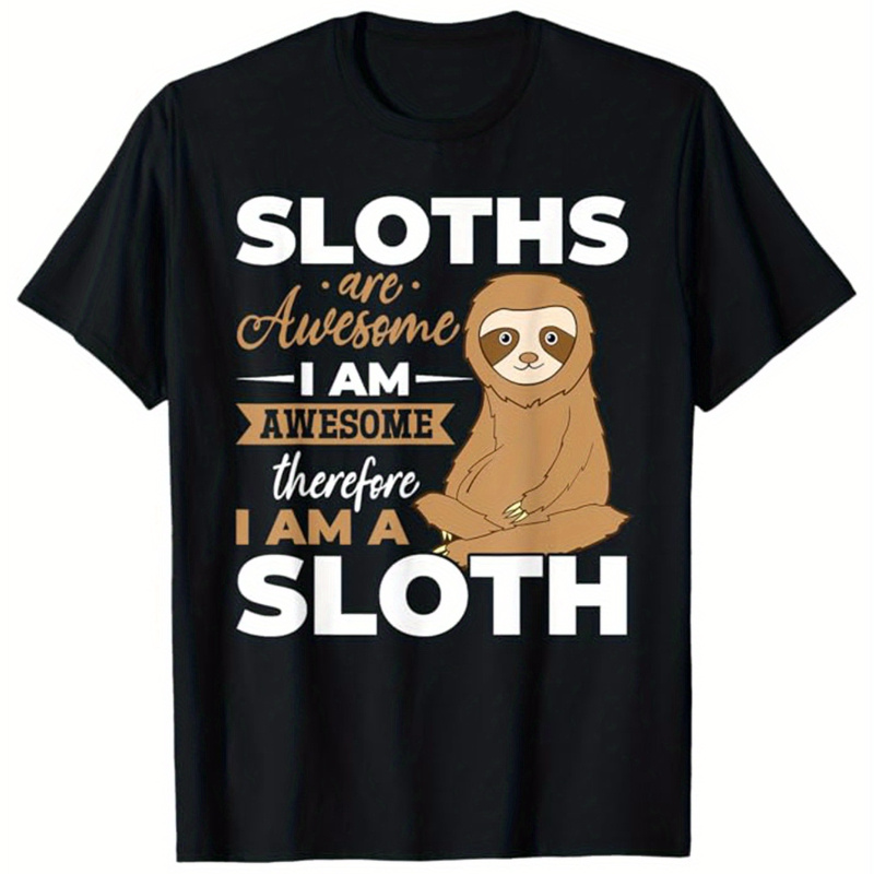 

Men's Sloth Graphic Tee - Comfortable Cotton, Short Sleeve Crew Neck T-shirt For Casual Attire & Outdoor Activities