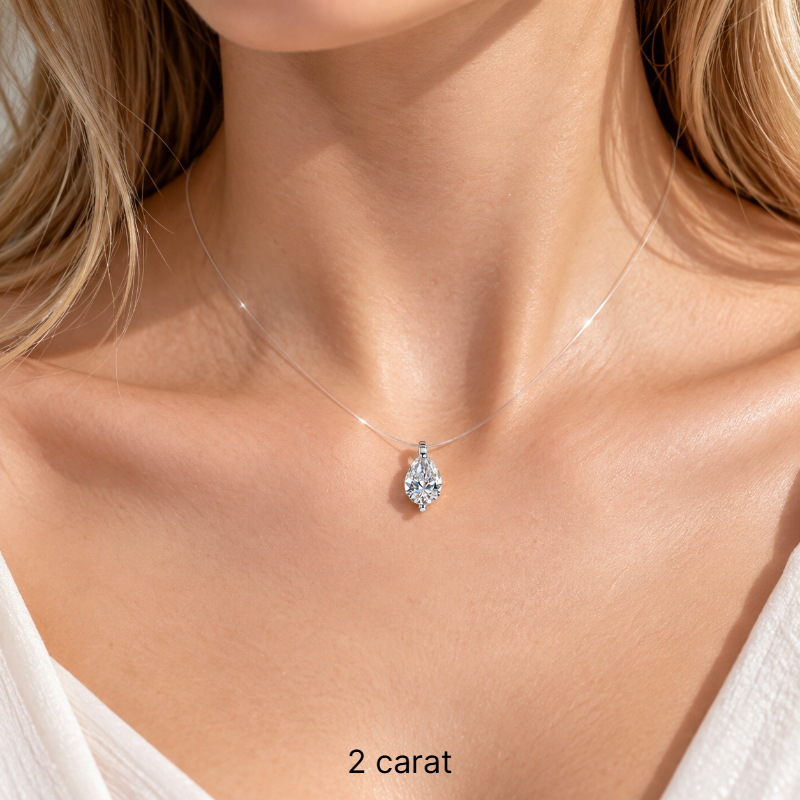 925 Silver Moissanite Drop-Shaped Necklace, Unisex