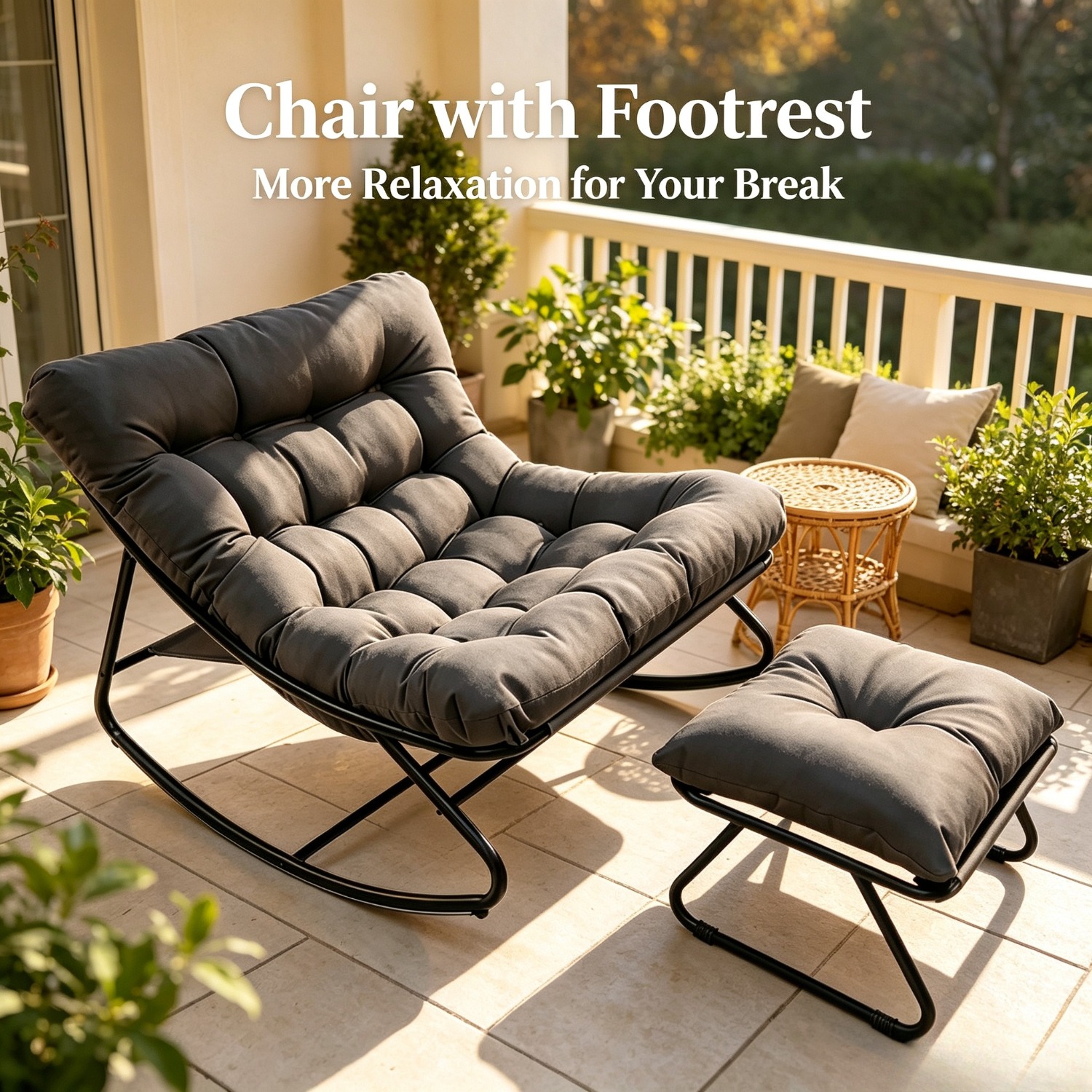 Indoor And Outdoor Rocking Chairs, Cradle Chairs, Metal- Chairs, Suitable For Courtyards, Gardens, , With A Load Capacity Of 160 .