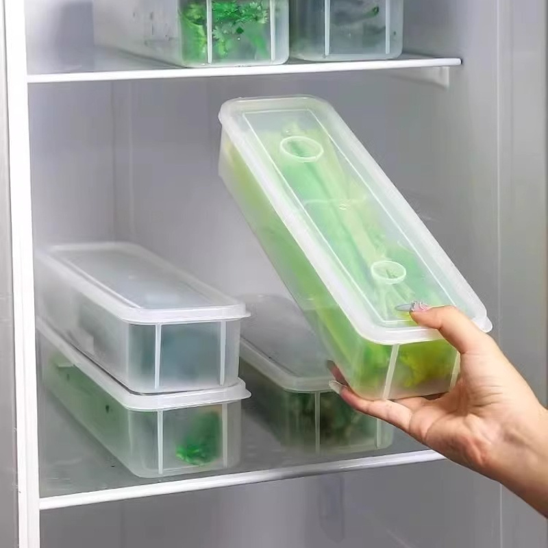 TEMU Rectangular Plastic Food Storage Containers With Lids, Reusable Refrigerator Organizer Boxes For Green Onions, , Garlic, Noodles, Eggs,