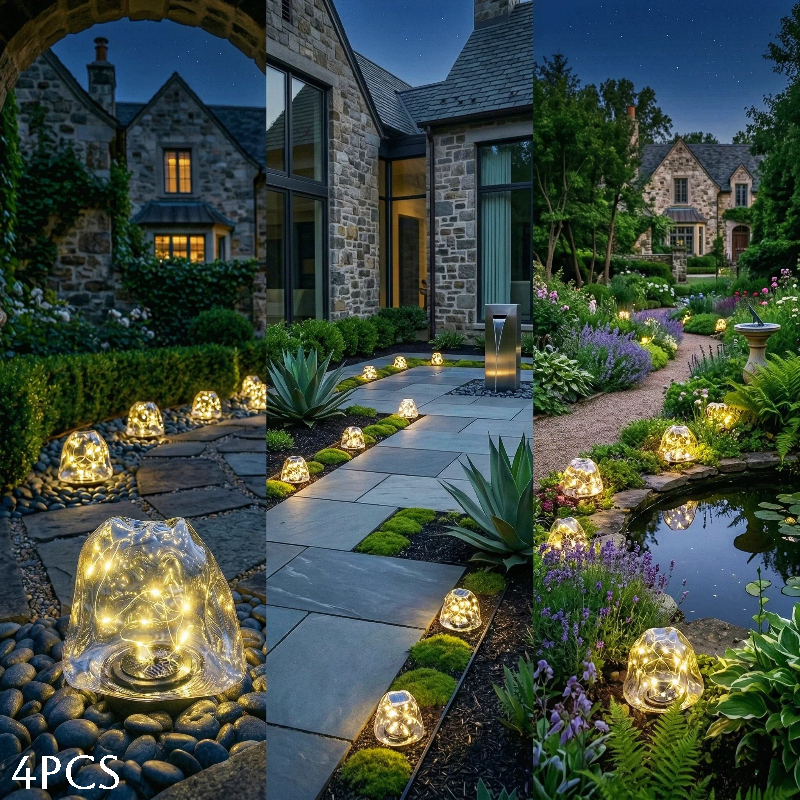 Image of 4 Pack, Solar Vintage Filament Garden Lights, Lawn Path Decorative Ambiance Lamps, For Night Lighting Steps And Fences, Enhancing Yard Landscape Style