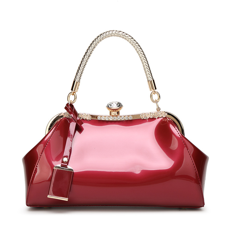 Women's Glossy Large Crossbody Bag Suitable For Wedding & Commuting - Clip-/shoulder Handbag With Closure, Versatile Bridal Purse For Banquet Dress Matching, Material
