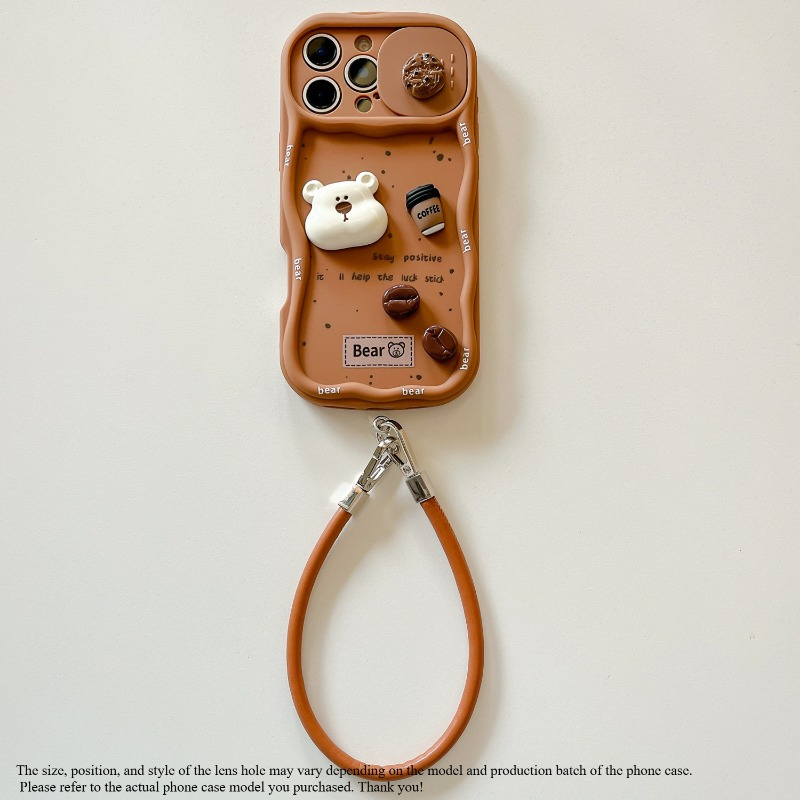 TEMU Phone Case - New 3d Bear Head Phone Case Suitable For Iphone 16, Featuring Feel With A Protector And A Stylish Strap For Models 12, 13, 14, 15,