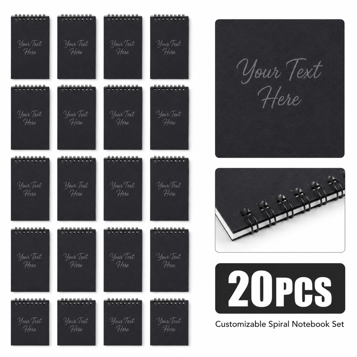 Customizable A7 Pocket-Sized Spiral-Bound Notebook with Lined Pages