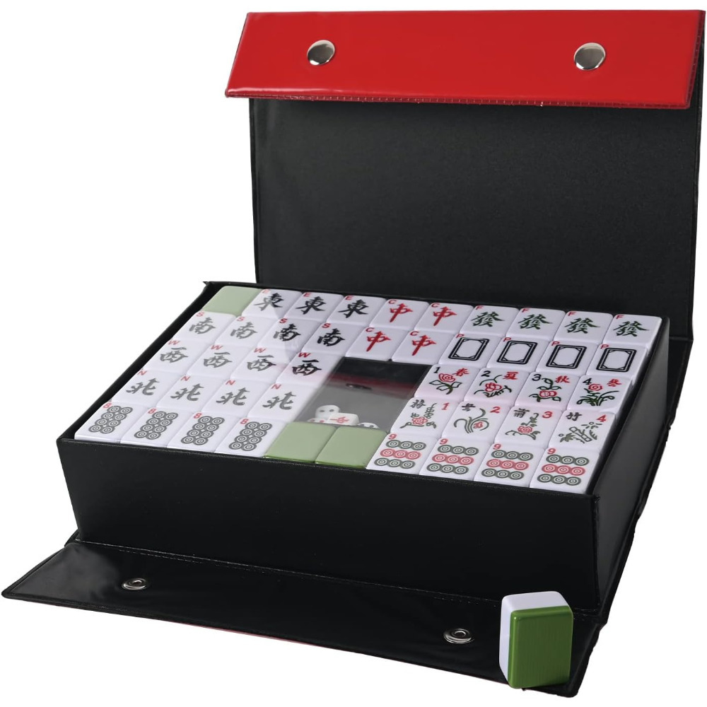 Image of Complete Mahjong Set From China, Featuring And , Includes 144pcs In A Medium Size, Perfect For Family Gatherings And Travel Games (dimensions: 3.0x2.25x1.7cm)