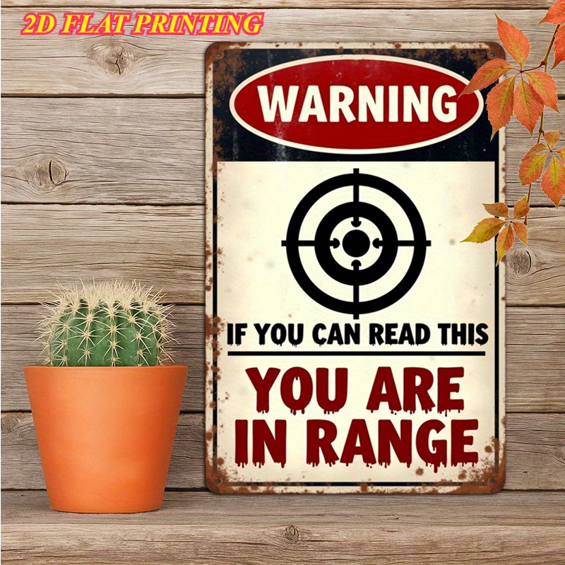 TEMU 2d Flat, 1pc Vintage " Can Read 're In Range" Metal Wall Sign - 30.48x20.32cm Rustic Design With Label, Durable Iron Construction & Easy To Hang