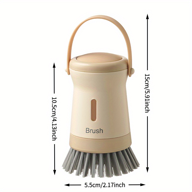 1-Pack Heavy Duty Kitchen Brush with Built-In Soap Dispenser, Multi-Surface Cleaning Tool for Dishes, Pots, Pans, Stovetops, Grills, Ovens, Sinks And Cookware, Hanging Storage Design with Non-Slip Handle, Household Cleaning Tool
