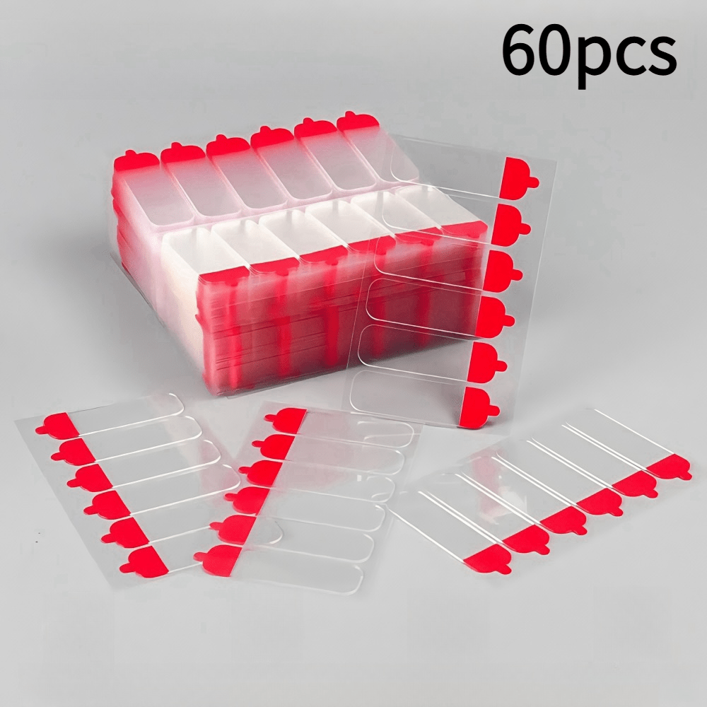 E-shop 60 Stück Transparentes, Abnehmbares, Starkes, Doppelseitiges Klebeband - Plastik Stark Haftend, Keine Rückstände, Abreißbares Blatt Design und