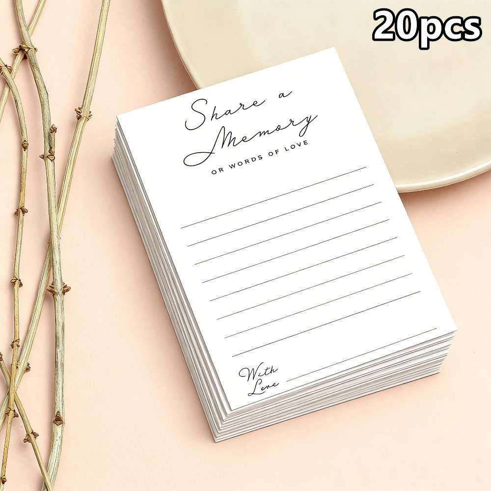 TEMU 20pcs Minimalist Cards, Title "share Memories", Designed For Party Games , Perfect For Weddings, Birthdays, Funerals, Graduation Celebrations,