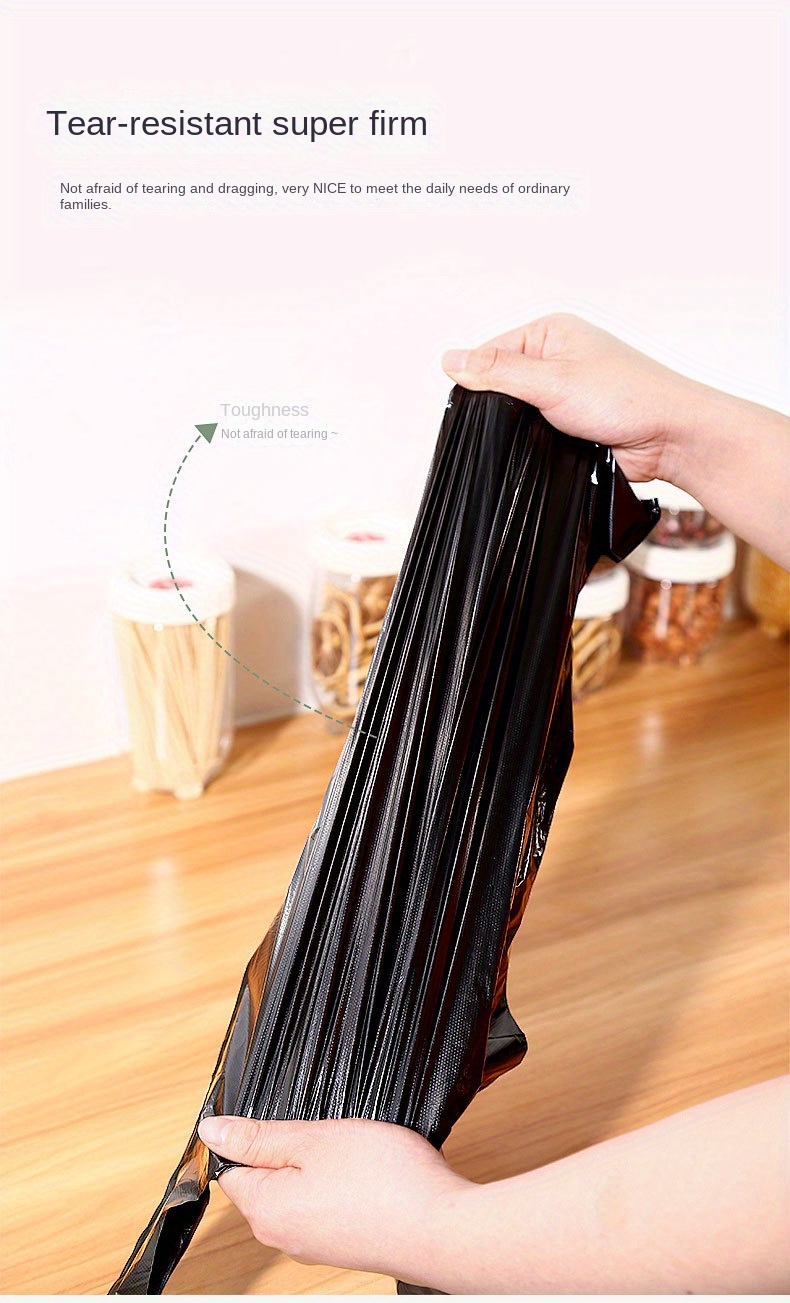 extra large thick disposable garbage bags portable   for kitchen bathroom living room outdoor use black plastic trash bags for home cleaning details 2