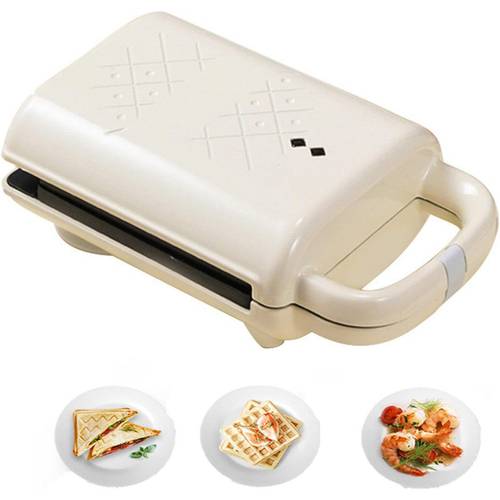 3 in 1 waffle maker electric sandwich grill with removable non stick plates for paninis and seafood quick heating easy beige