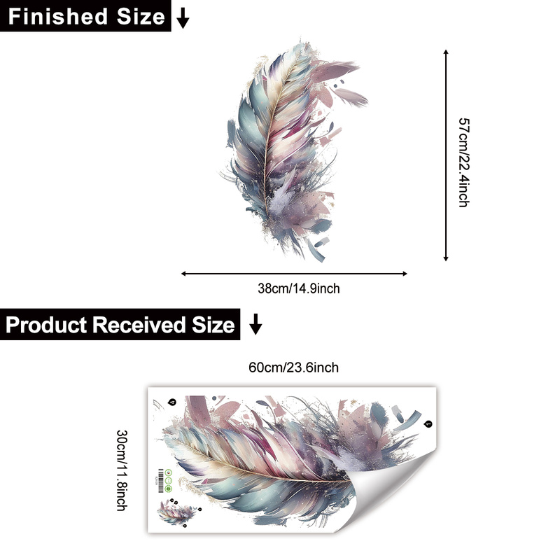 Feather Wall Stickers, Contemporary Decal, For Living Room Bedroom Wall Decor Home Decoration Removable Self-adhesive Wall Sticker