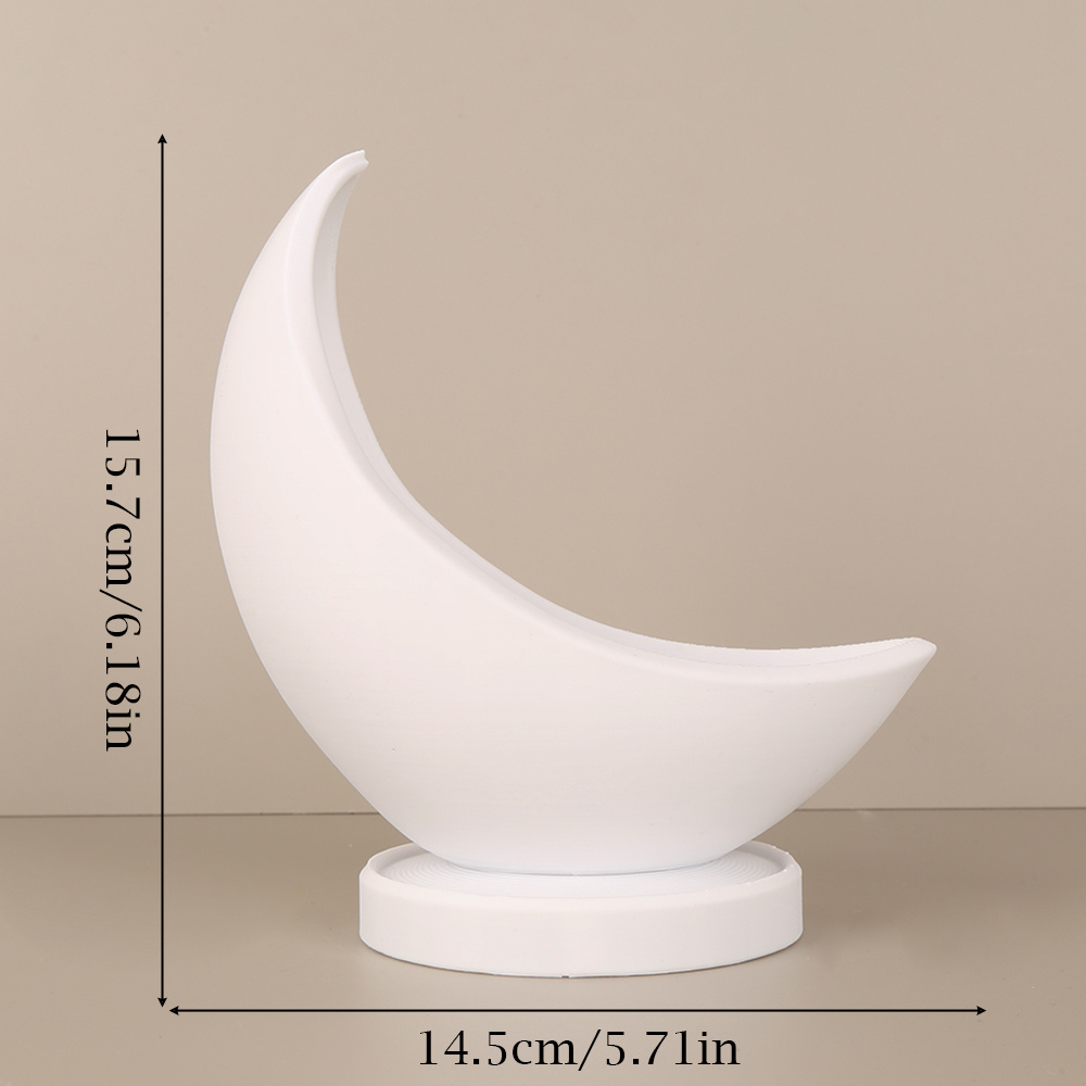 TEMU 1pc Ramadan Moon-shaped Succulent Flowerpot, Creative Crescent-shaped Green Plant Potted Container, Easy Northern European-style Desktop Flower