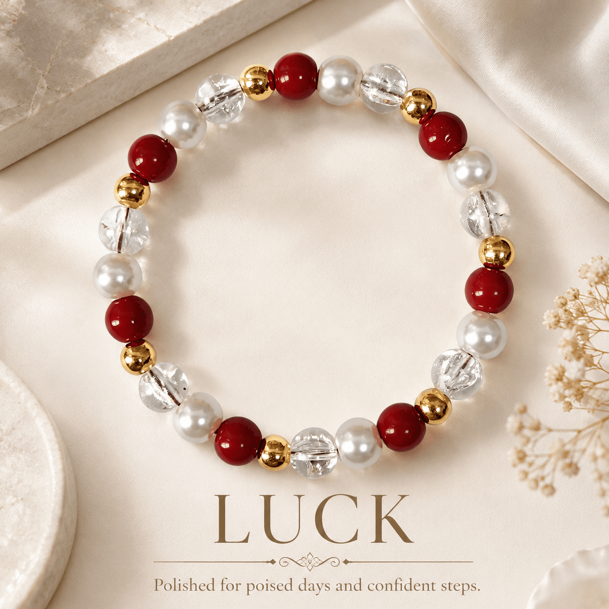 TEMU 1pc Natural Stone Beaded Bracelet, Handmade With White Crackle Beads And, A Stylish Vintage Bracelet That Luck And Wealth. Suitable For Daily