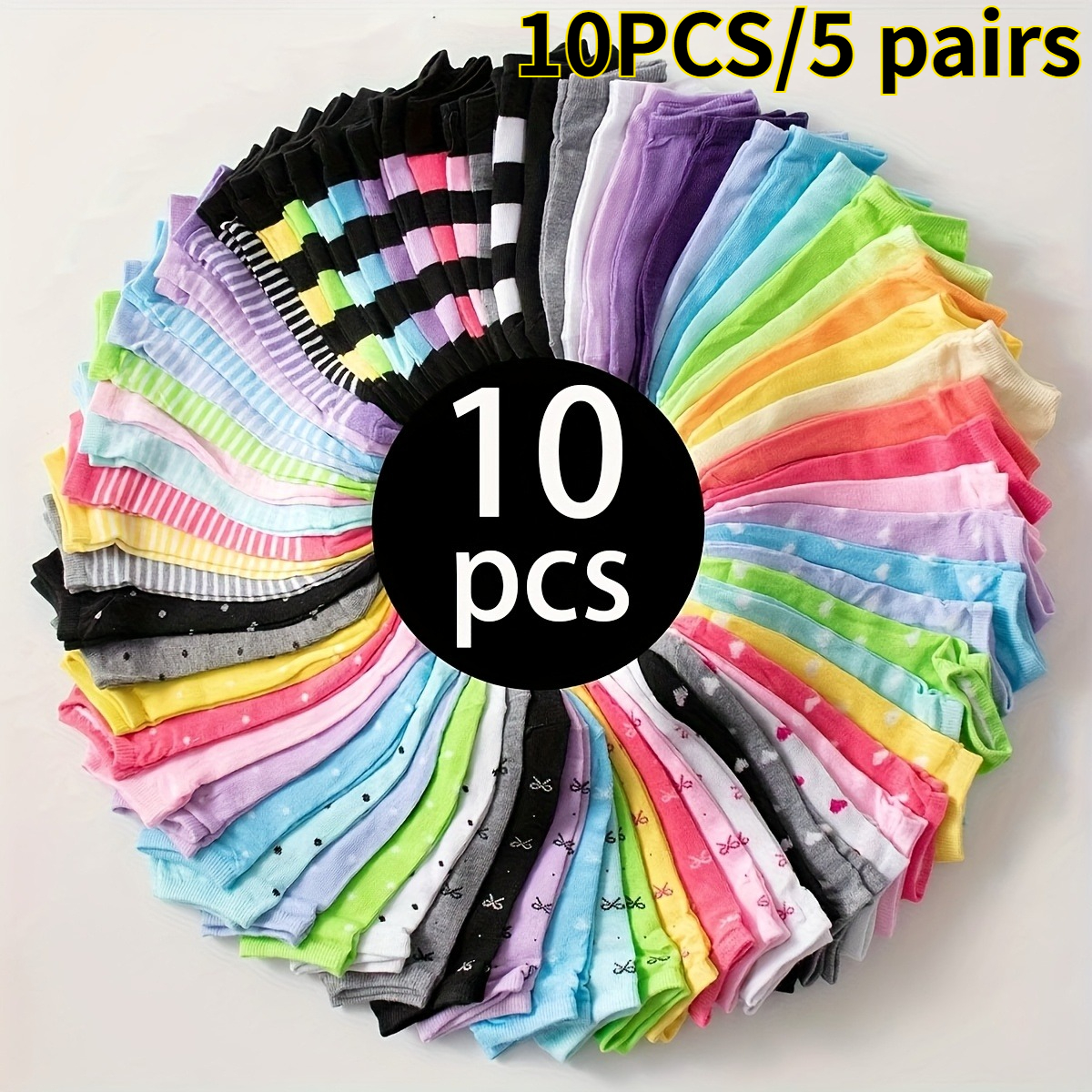 10pcs candy colored socks 5 pairs soft and comfortable short socks suitable as gifts womens short socks and knitwear christmas gifts gift socks holiday gifts fashion socks cute socks comfortable material breathable fabric