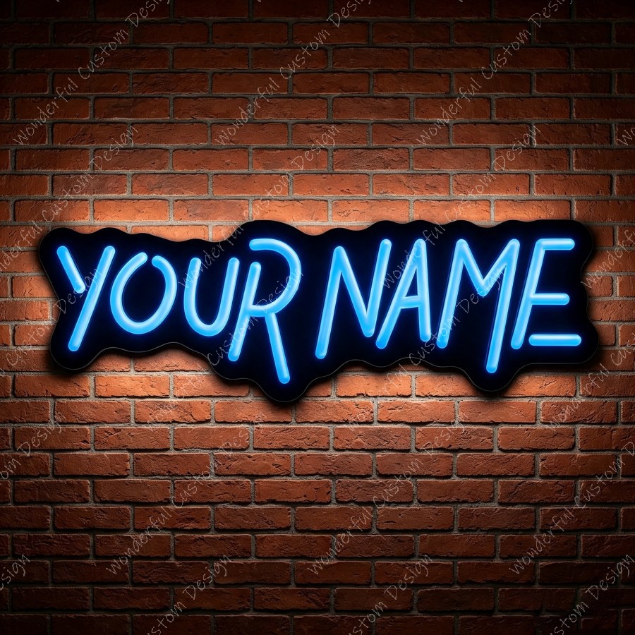 TEMU Personalized Custom Name Neon Ambient Light, Black Backing Acrylic Glowing Decoration, Usb Powered Adjustable Brightness Custom Text Led Sign,