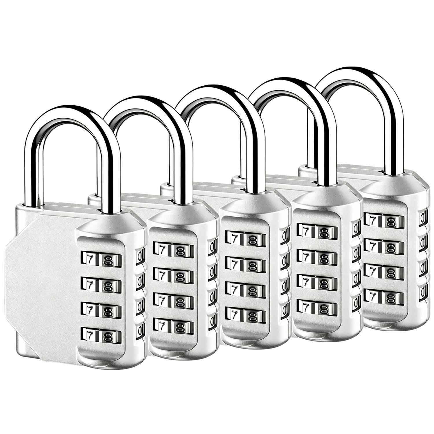 Image of Combination Lock Locker 4-digit Combo Padlock Gym Silver | For School Gate Fence Toolbox Hasp Storage, Outdoor, Resettable, Side Window, Crack Cut Resistant, Hardened