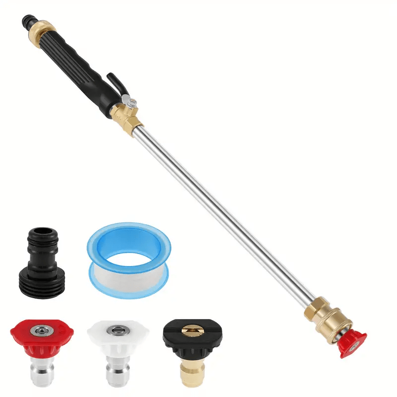 1pc 48cm/18.9in High-pressure Wash Gun Nozzle With 2 Spouts, Durable Aluminum Alloy, Multi-functional Garden Hose Attachment For Car And Yard Cleaning, For Universal Use, Without Battery