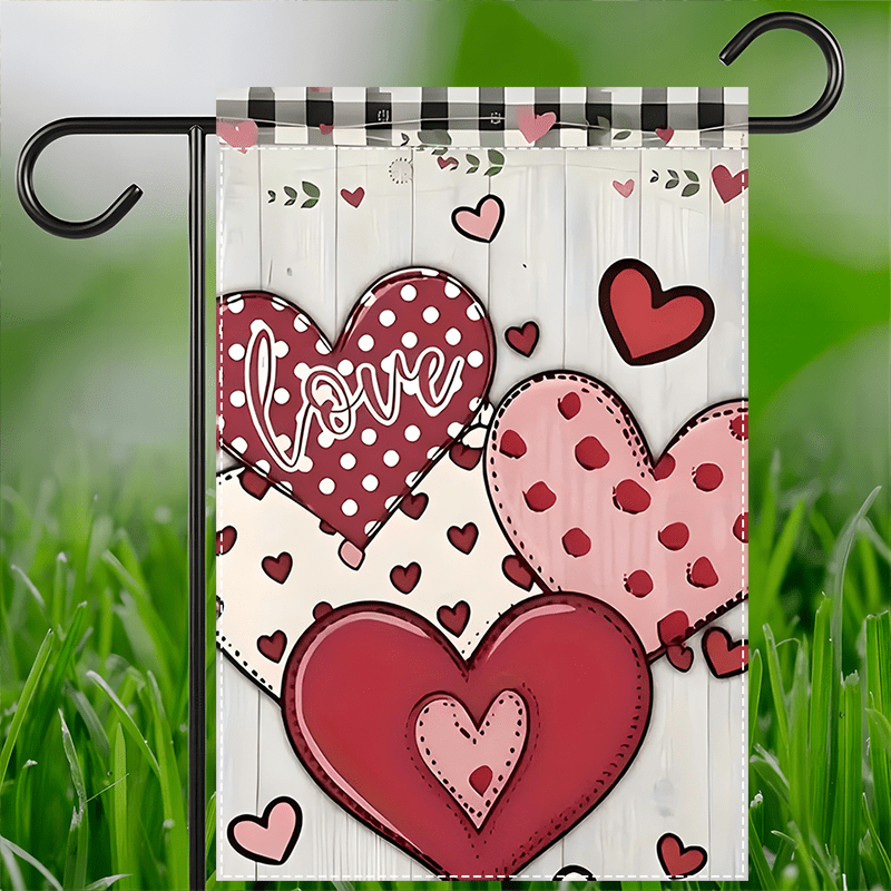 

1pc Valentine's Day Garden Flag, Double-sided Polyester Love , Multipurpose Welcome Yard Flag, Waterproof Outdoor Decor, 12x18inch