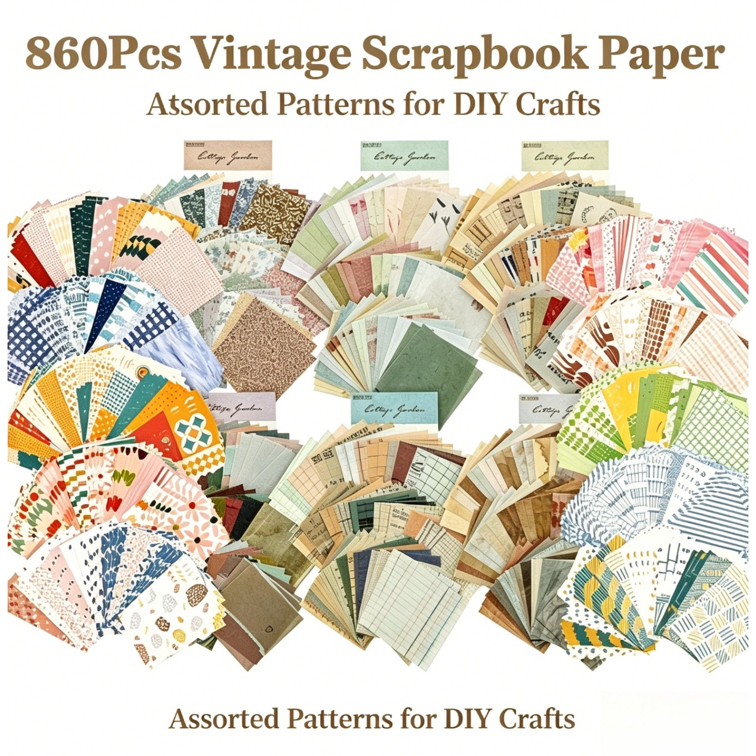 860pcs Vintage Paper Supplies Aesthetic Paper Decorative Sheet Of Paper Scrap Book Material For Scrapbooks Journal Photo Album Crafts (3.35 X 2.17 In)