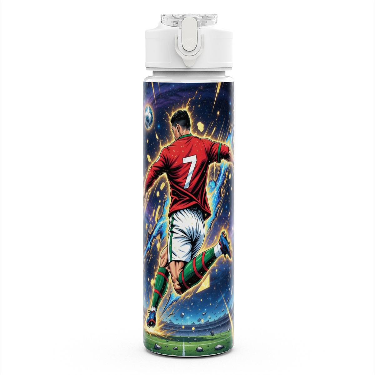 1pc Player Lightning 750ml Durable Lightweight Straw Water Bottle, Cute Printed, Leak-proof Reusable Travel Running Cup - Ideal Gift For Graduation Season, Summer, Mother's Day & Camping Season